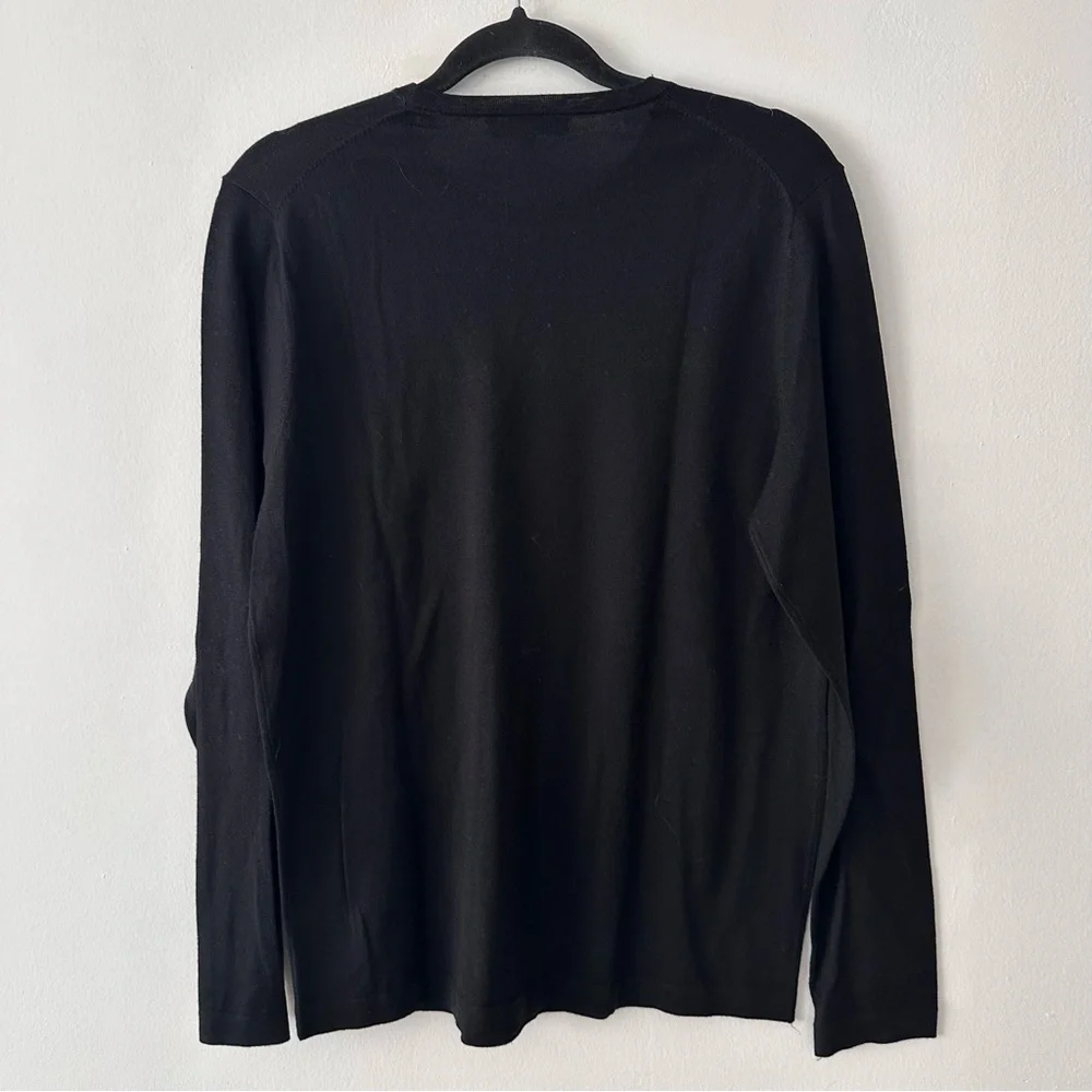 Patrick Assaraf men’s Merino Rib‎ Crew Neck Sweater Color: black Size: Large